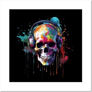 Colorful Skull Paint Explosion Graffiti-Inspired Street Art Posters and Art